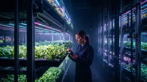 Editorial illustration for How Vertical Farming Works: Three Technologies That Cut Water and Land Use